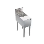 Krowne Metal KR24-MC12 Underbar Sink Unit, 1 Compartment, Stainless and Galvanized Steel, with 6-1/2"H Backsplash and without Drainboard / Faucet Included - 12"W x 24"D