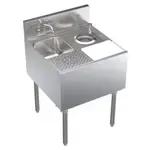 Krowne Metal KR24-MS24 Underbar Sink Unit, 1 Compartment, Stainless and Galvanized Steel, with 6-1/2"H Backsplash and without Drainboard / Faucet Included - 24"W x 24"D