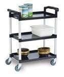 Lakeside Manufacturing Lakeside Manufacturing 2500 Open Base 300 Lb Capacity Stain-Resistant Plastic 3 Shelf Utility Cart, with 4" casters - 31-3/4"W x 17-1/2"D x 38"H