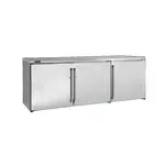 Perlick Corporation BBRLP72 Silver 3 Solid Door Refrigerated Back Bar Storage Cabinet, 120 Volts