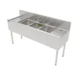 Perlick Corporation TS83C Underbar Sink Unit, 3 Compartment, Stainless Steel, with 6"H Backsplash and 2 Drainboards / Faucet Not Included - 96"W x 18.56"D