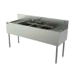 Perlick Corporation TSD33C Underbar Sink Unit, 3 Compartment, Stainless Steel, with 6"H Backsplash and without Drainboard / Faucet Not Included - 36"W x 24"D