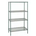 Quantum Food Service WR63-1836P NSF 4 Shelf 600 - 800 lb. Green Epoxy Starter Wire Shelving Unit