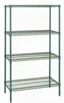 Quantum Food Service WR74-1824P NSF 4 Shelf 600 - 800 lb. Green Epoxy Starter Wire Shelving Unit