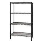 Quantum Food Service WR74-1836BK NSF 4 Shelf 600 - 800 lb. Black Epoxy Starter Wire Shelving Unit