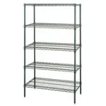 Quantum Food Service WR74-2436P-5 NSF 5 Shelf 600 - 800 lb. Green Epoxy Starter Wire Shelving Unit