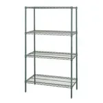 Quantum Food Service WR74-2436P NSF 4 Shelf 600 - 800 lb. Green Epoxy Starter Wire Shelving Unit