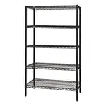 Quantum Food Service WR86-1860BK-5 NSF 5 Shelf 600 - 800 lb. Black Epoxy Starter Wire Shelving Unit