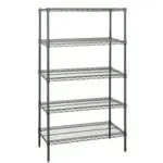 Quantum Food Service WR86-2448P-5 NSF 5 Shelf 600 - 800 lb. Green Epoxy Starter Wire Shelving Unit