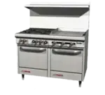 Southbend S48EE-2GR Restaurant Gas Range, 48" W with 4 (2) Space Saver Ovens (1) 24" Griddle Right and Manual Controls, - 230,000 BTU