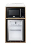 Summit Commercial QCSMW1OAK Coffee Station With Minibar & Black Microwave