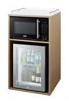Summit Commercial QCSMW1OAK Coffee Station With Minibar & Black Microwave