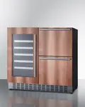 Summit Commercial SWCDAR36UCPNR Combination Wine Cellar & 2-Drawer Refrigerator
