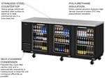 Turbo Air TBB-4SG-N Black 3 Glass Door Refrigerated Back Bar Storage Cabinet, 115 Volts
