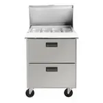 Traulsen CLPT-2712-DW 27.88'' 2 Drawer Mega Top Refrigerated Sandwich / Salad Prep Table