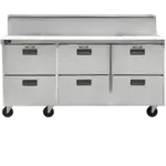 Traulsen CLPT-7220-DW 72.50'' 6 Drawer Refrigerated Sandwich / Salad Prep Table with