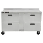 Traulsen CLUC-60F-DW-WT 60.25'' 4 Drawer Worktop Freezer with Side / Rear Breathing Compressor - 16.94 cu. ft.