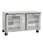 Traulsen CLUC-60R-GD-LR 60.25'' 2 Section Undercounter Refrigerator with 2 Left/Right Hinged Glass Doors and Side / Rear Breathing Compressor