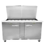 Traulsen UST6012-LR 60'' 2 Door Counter Height Refrigerated Sandwich / Salad Prep Table with Standard Top