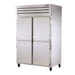True STR2F-4HS 52.63'' 56.0 cu. ft. Top Mounted 2 Section Solid Half Door Stainless Steel Reach-In Freezer
