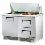 True TFP-48-18M-D-2 48.13'' 1 Door 2 Drawer Counter Height Mega Top Refrigerated Sandwich / Salad Prep Table