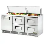 True TFP-72-30M-D-4 72.13'' 1 Door 4 Drawer Counter Height Mega Top Refrigerated Sandwich / Salad Prep Table