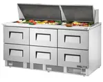 True TFP-72-30M-D-6 72.13'' 6 Drawer Counter Height Mega Top Refrigerated Sandwich / Salad Prep Table