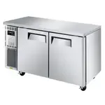 Turbo Air JUR-60S-N6 59'' 2 Section Undercounter Refrigerator with 2 Left/Right Hinged Solid Doors and Front Breathing Compressor
