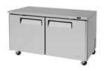Turbo Air MUF-60-N 60.25'' 2 Section Undercounter Freezer with 2 Left/Right Hinged Solid Doors and Side / Rear Breathing Compressor