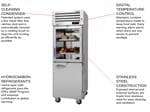 Turbo Air PRO-26R-GSH-N 28.75'' 25.15 cu. ft. Top Mounted 1 Section Glass/Solid Half Door Reach-In Refrigerator