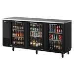 Turbo Air TBB-24-72SG-N Black 3 Glass Door Refrigerated Back Bar Storage Cabinet, 115 Volts