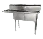 Turbo Air TSA-2-L1 Commercial Sink, (2) Two Compartment, 18 Gauge Stainless Steel Construction with Galvanized Steel Legs and With Left-hand Drainboard - 57" W