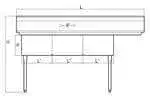 Turbo Air TSA-3-R1 Commercial Sink, (3) Three Compartment, 18 Gauge Stainless Steel Construction with Galvanized Steel Legs and With Right-hand Drainboard - 75" W