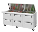 Turbo Air TST-72SD-30-D6-N-FL Super Deluxe Sandwich/Salad Mega Top Unit with