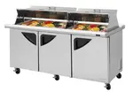Turbo Air TST-72SD-30-N-DS 72.63'' 3 Door Counter Height Mega Top Refrigerated Sandwich / Salad Prep Table