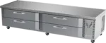 Victory Refrigeration CBF96HC 96" 4 Drawer Freezer Base, Stainless & Galvanized Steel Exterior, Aluminum Interior with Marine Edge Top - 115 Volts
