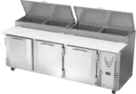 Victory Refrigeration VPP93HC 93.00'' 3 Door Counter Height Refrigerated Pizza Prep Table