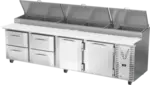 Victory Refrigeration VPPD119HC-4 119.00'' 2 Door 4 Drawer Counter Height Refrigerated Pizza Prep Table