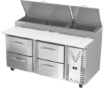 Victory Refrigeration VPPD67HC-4 67.00'' 4 Drawer Counter Height Refrigerated Pizza Prep Table