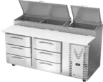 Victory Refrigeration VPPD72HC-6 72.13'' 6 Drawer Refrigerated Pizza Prep Table
