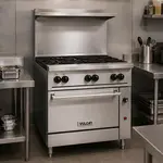 Vulcan 36S-6BN Restaurant Gas Range, with 6 Burners and Standard Oven - 215,000 BTU