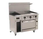 Wolf C48S-2B36G Restaurant Gas Range, 48" W with 2 (1) Standard Oven (1) 36" Manual Griddle and Manual Controls, - 155,000 BTU